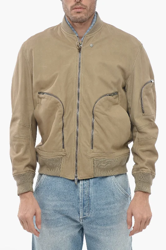 Military - Style Men Jackets with Shoulder Epaulets and BadgesSalvatore Santoro 4-pocket Leather Jacket with Zipped Detail