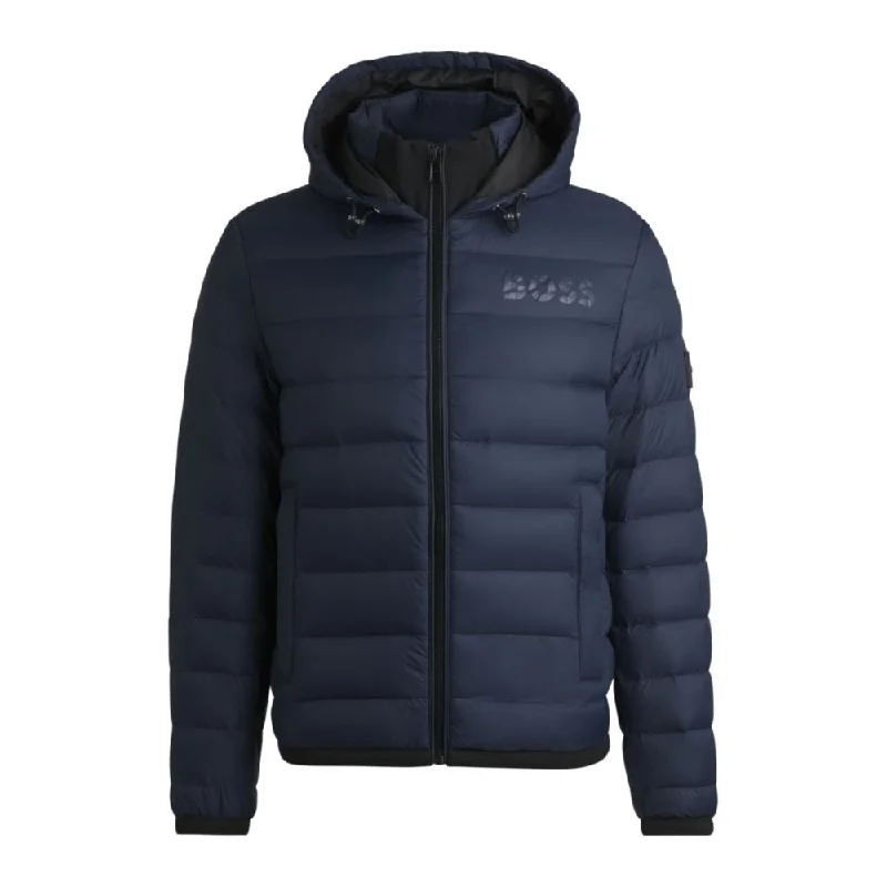 Zip - Up Men Jackets with Multiple Pockets for FunctionalityWater-repellent down jacket with tonal logo