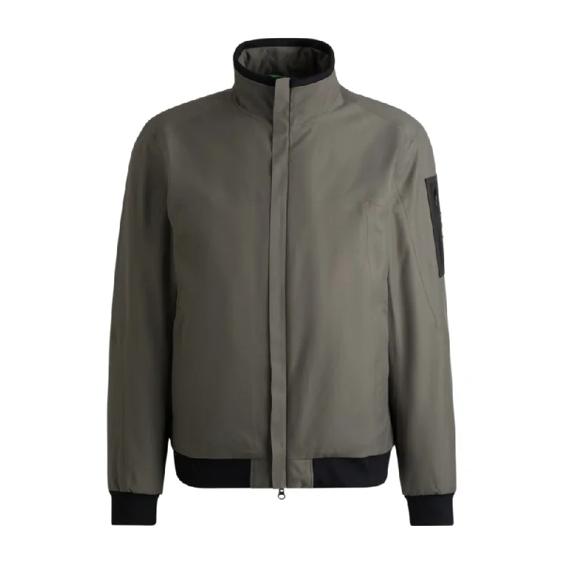 Bomber Men Jackets with Ribbed Cuffs and Hem for a Classic StyleWater-repellent padded bomber jacket with logo-print underplacket