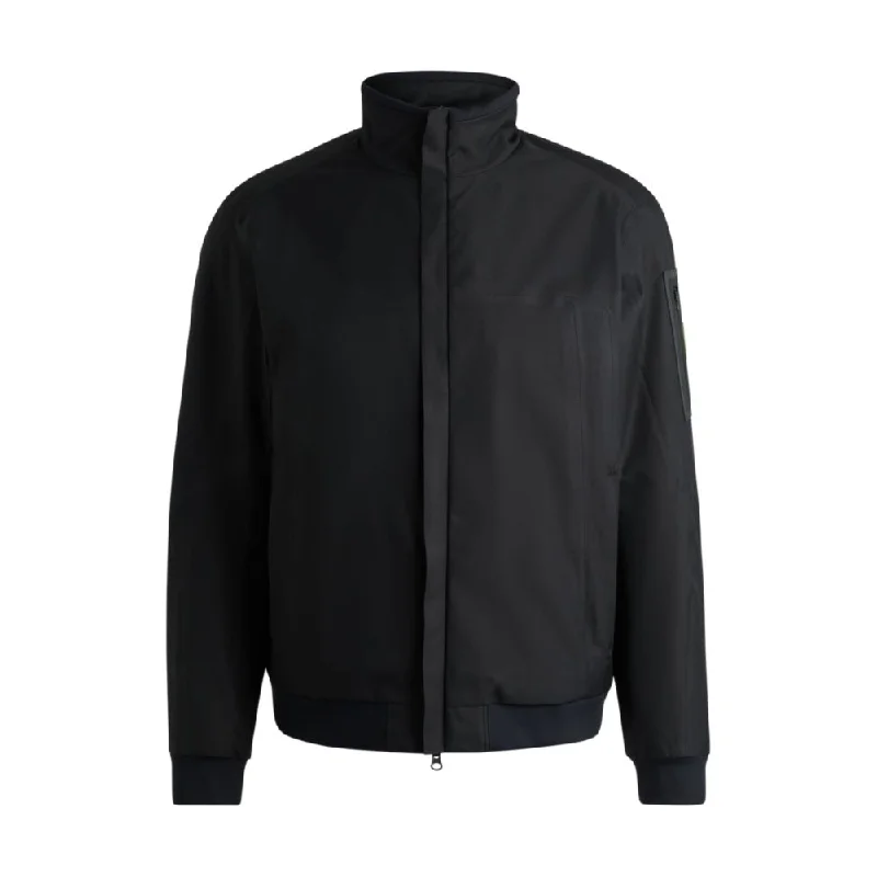 Bomber Men Jackets with Ribbed Cuffs and Hem for a Classic StyleWater-repellent padded bomber jacket with logo-print underplacket