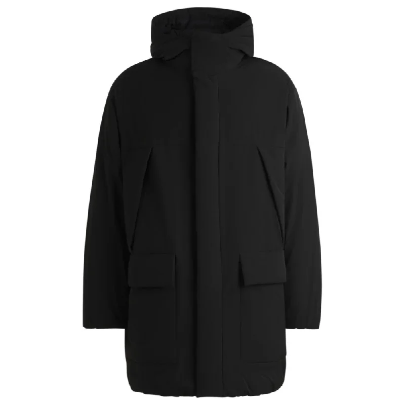 Puffer Men Jackets with Down - Filled Insulation for Extreme ColdWater-repellent parka jacket in superblack fabric