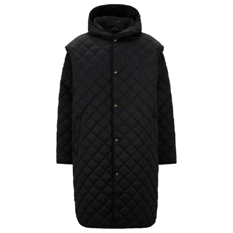 Tech - Fabric Men Jackets with Breathable Panels for Active LifestylesWater-repellent quilted coat with detachable sleeves