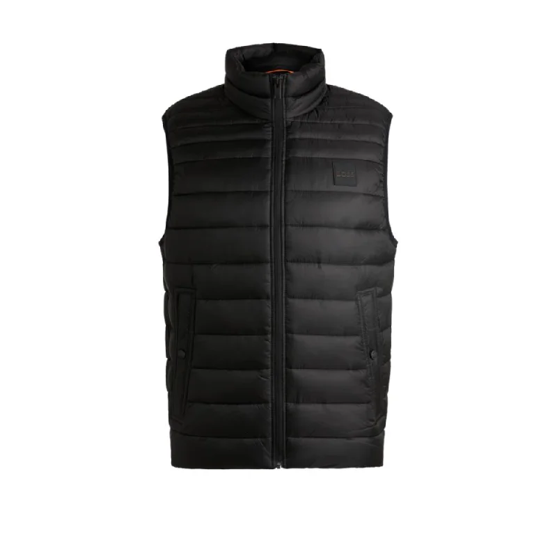 Hooded Men Jackets with Fleece - Lined Collars for Extra WarmthWater-repellent slim-fit gilet with logo patch