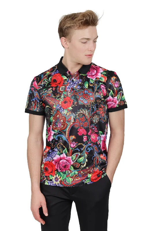 Men's formal - style silk blend polo shirts for special occasionsMen Polo with Moisture - Management Technology for DrynessARCHIE PAISLEY Polo Shirt