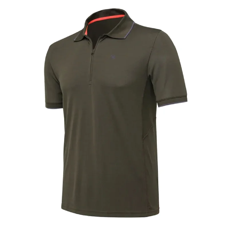 Men's two - tone stripe polo shirts with a preppy styleMen Polo with Stretch Fabric for Comfort and Freedom of MovementBeretta Ice Power Polo Green Moss