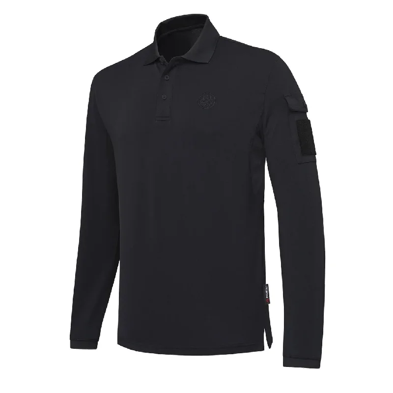 Men's slim fit short sleeve polo shirts with contrast collarsMen Polo with Moisture - Wicking Fabric for Active WearBeretta Miller Polo Long Sleeves Black