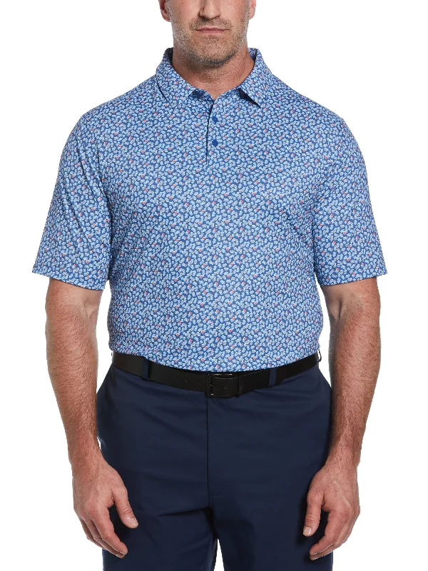 Men's long sleeve classic fit polo shirts with embroidered logosMen Polo with Ribbed Collars and Cuffs for a Classic StyleBig & Tall Polaroid Confetti Print Golf Polo