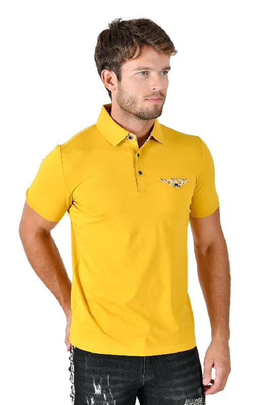 Men's button - down spread collar polo shirts for business casualMen Polo with Short - Sleeve Lengths for Warm WeatherEase up on Polo Shirt