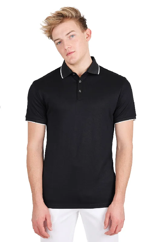 Men's lightweight performance polo shirts for tennis matchesMen Polo with Contrast Color Collars and Cuffs for a Stylish TwistMARQUE Polo Shirt