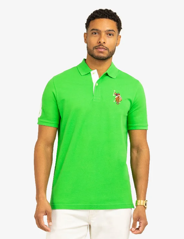 Men's formal - style silk blend polo shirts for special occasionsMen Polo with Moisture - Management Technology for DrynessMULTI COLOR BIG LOGO POLO SHIRT