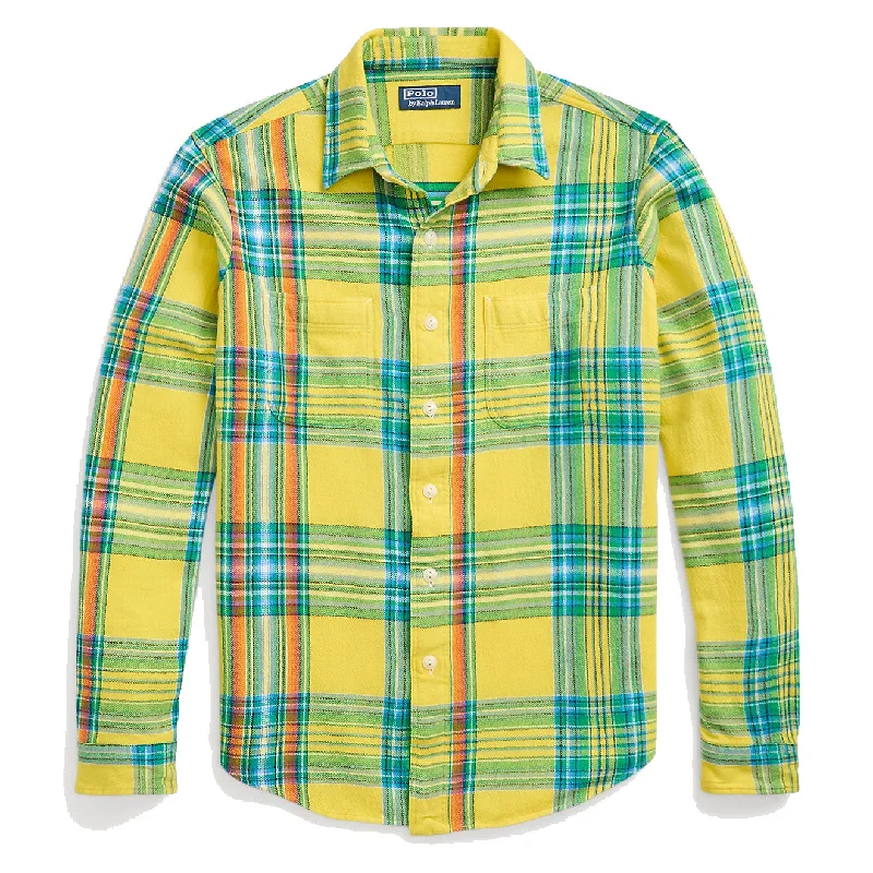 Men's formal - style silk blend polo shirts for special occasionsMen Polo with Moisture - Management Technology for DrynessPolo Ralph Lauren Classic Fit Plaid Flannel Workshirt Yellow/Green Multi