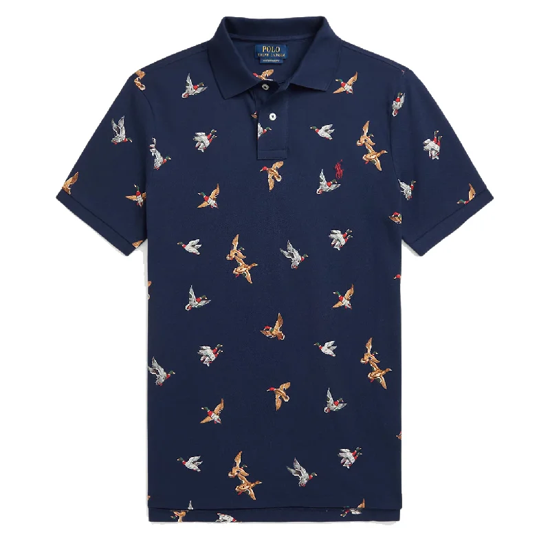 Men's budget - friendly basic polo shirts in multiple colorsMen Polo with Button - Down Collars for a More Formal LookPolo Ralph Lauren Custom Slim Duck-Print Polo Shirt Mallard Flight Newport Navy