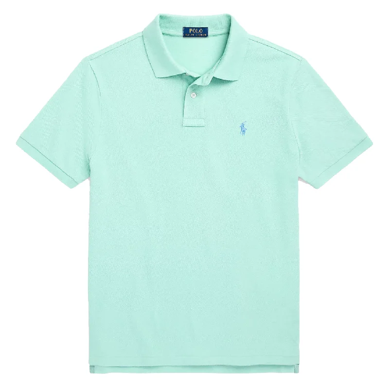 Men's button - down spread collar polo shirts for business casualMen Polo with Short - Sleeve Lengths for Warm WeatherPolo Ralph Lauren Custom Slim Fit Classic Polo Celadon