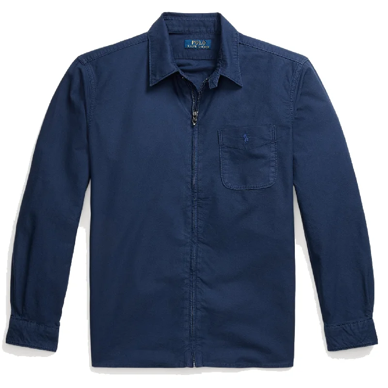 Men's ribbed cuffs and hem polo shirts for a textured lookMen Polo with Heathered Colors for a Subtle and Sophisticated LookPolo Ralph Lauren Garment-Dyed Oxford Overshirt Spring Navy