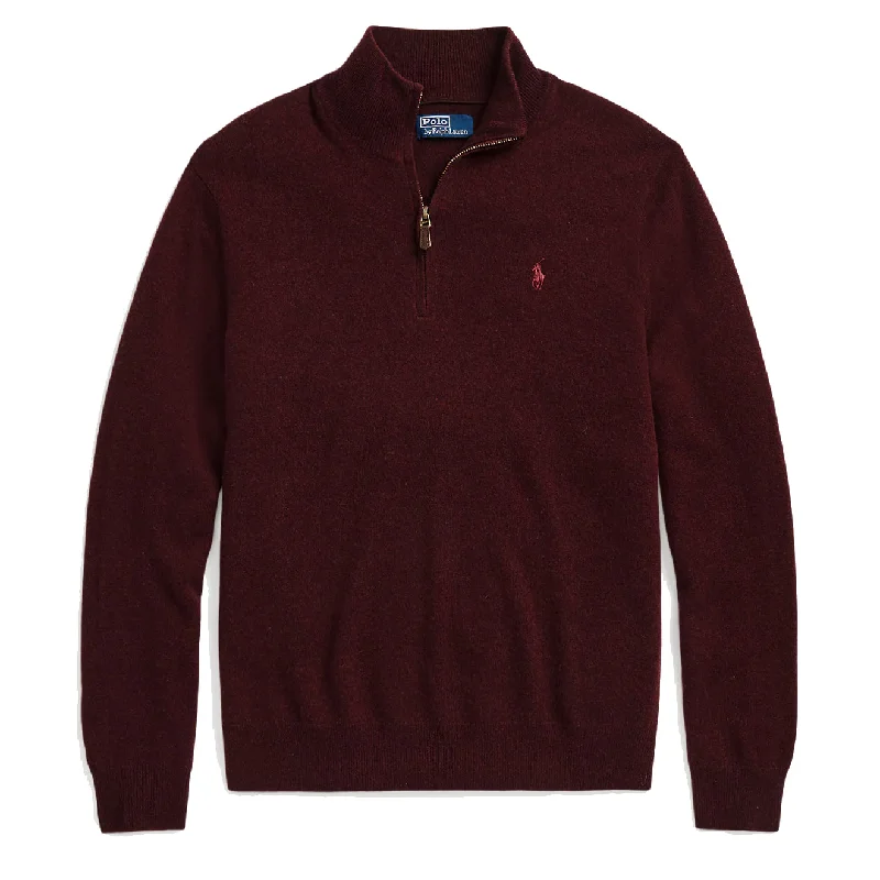 Men's high - collar polo shirts with a modern twistMen Polo with Anti - Pilling Properties for Long - Lasting QualityPolo Ralph Lauren Wool Half Zip Pullover Aged Wine Heather