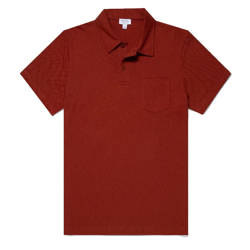 Men's ribbed cuffs and hem polo shirts for a textured lookMen Polo with Heathered Colors for a Subtle and Sophisticated LookSunspel Riviera Polo Shirt Rust