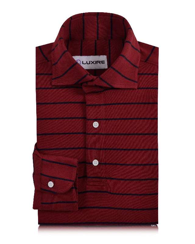 Men's luxury cashmere blend polo shirts in solid colorsMen Polo with Slim - Fit Silhouettes for a Modern AppearanceMaroon Navy Candy Wide Stripes T-shirt