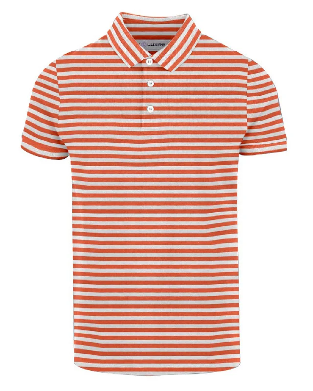 Men's budget - friendly basic polo shirts in multiple colorsMen Polo with Button - Down Collars for a More Formal LookOrange white stripes T-shirt